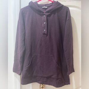 J.jill fit hoodie sweater, lightweight pullover 1/4 button up size small
